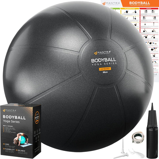 Exercise Ball Yoga Ball Chair for Fitness, Stability, Pilates, Pregnancy, Birthing, Therapy or Workout - 55Cm / 65Cm / 75Cm Extra Thick, Anti-Burst & Non-Slip, Gym Quality Balance Ball - Pump & Guide
